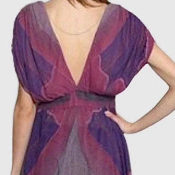 Free People Modal Bohemian Tunic Swim Coverup Surplice Sequin Purple Pink S - Picture 3 of 16